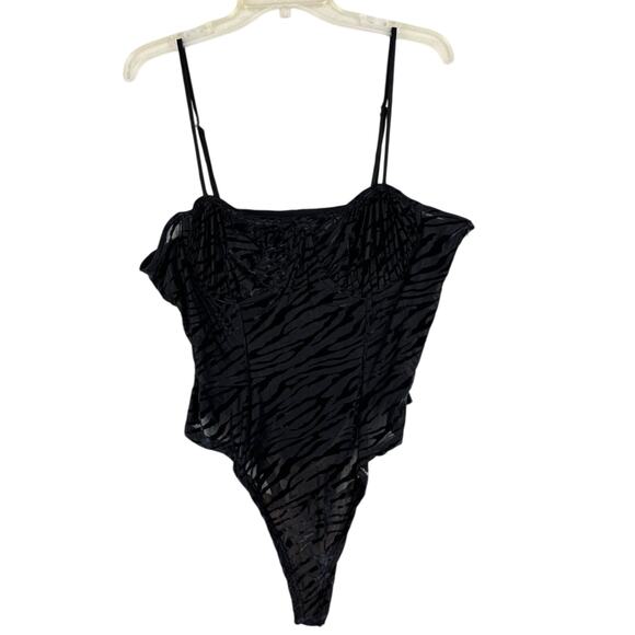 Peppermayo Exclusive - Put Me First Bodysuit - Velvet Burnout Zebra Black Sz 16 - Picture 6 of 16